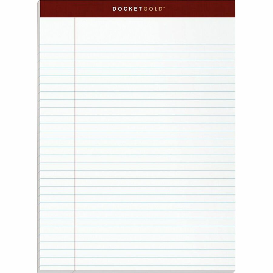 TOPS Docket Gold Legal Ruled White Legal Pads - Front
