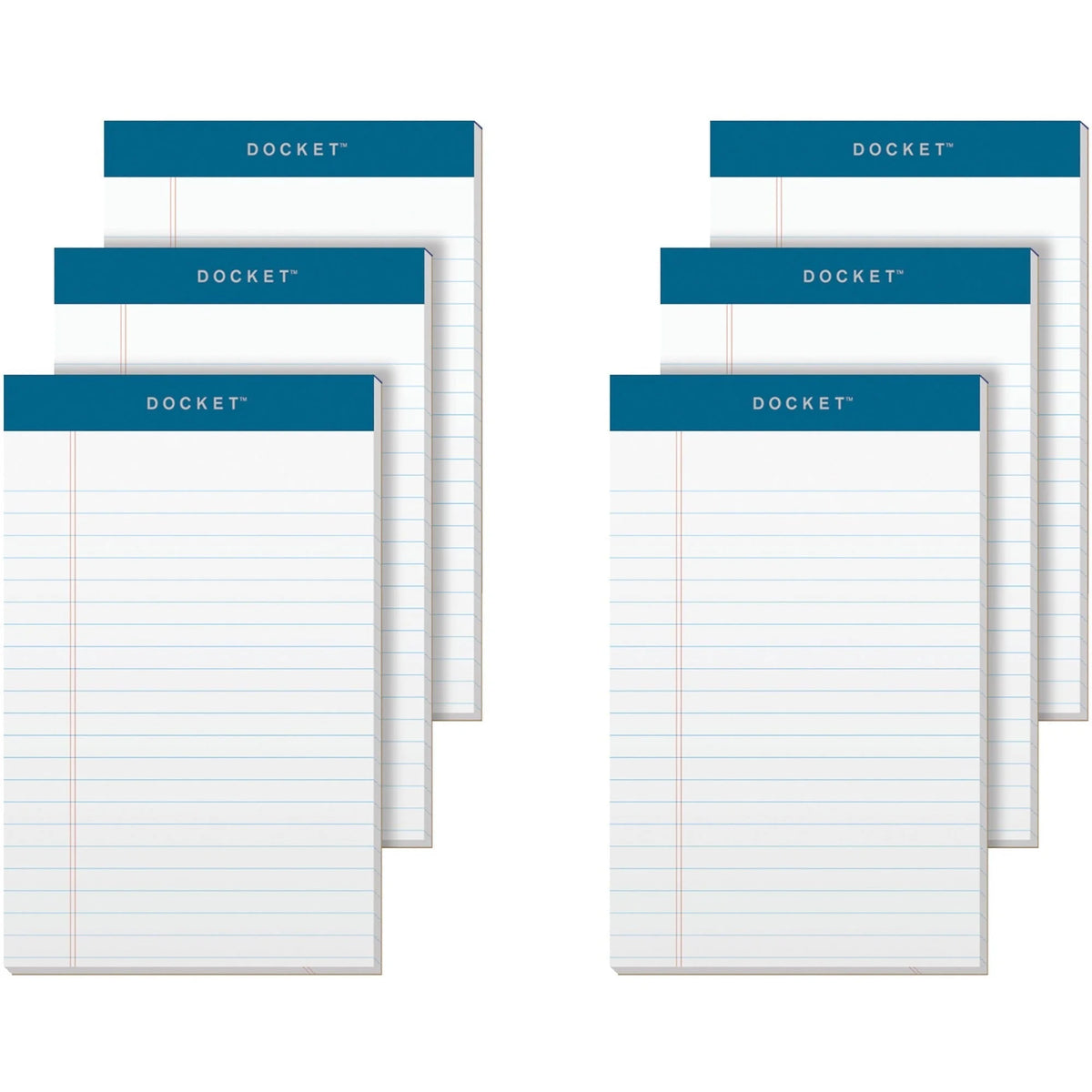 TOPS Docket Narrow Rule Writing Tablet - 50 Sheets - Jr.Legal - White Paper - 6/Pack - Letter Legal & Jr. Pads