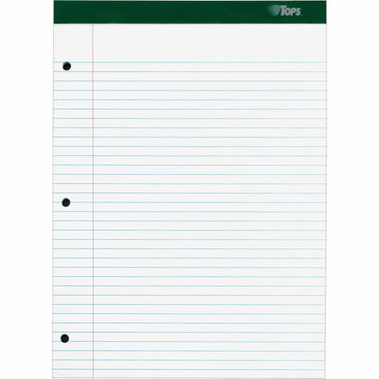 TOPS Double Docket Legal Pad - 100 Sheets - Rigid Back Green Binding - Letter & Jr. Pads
