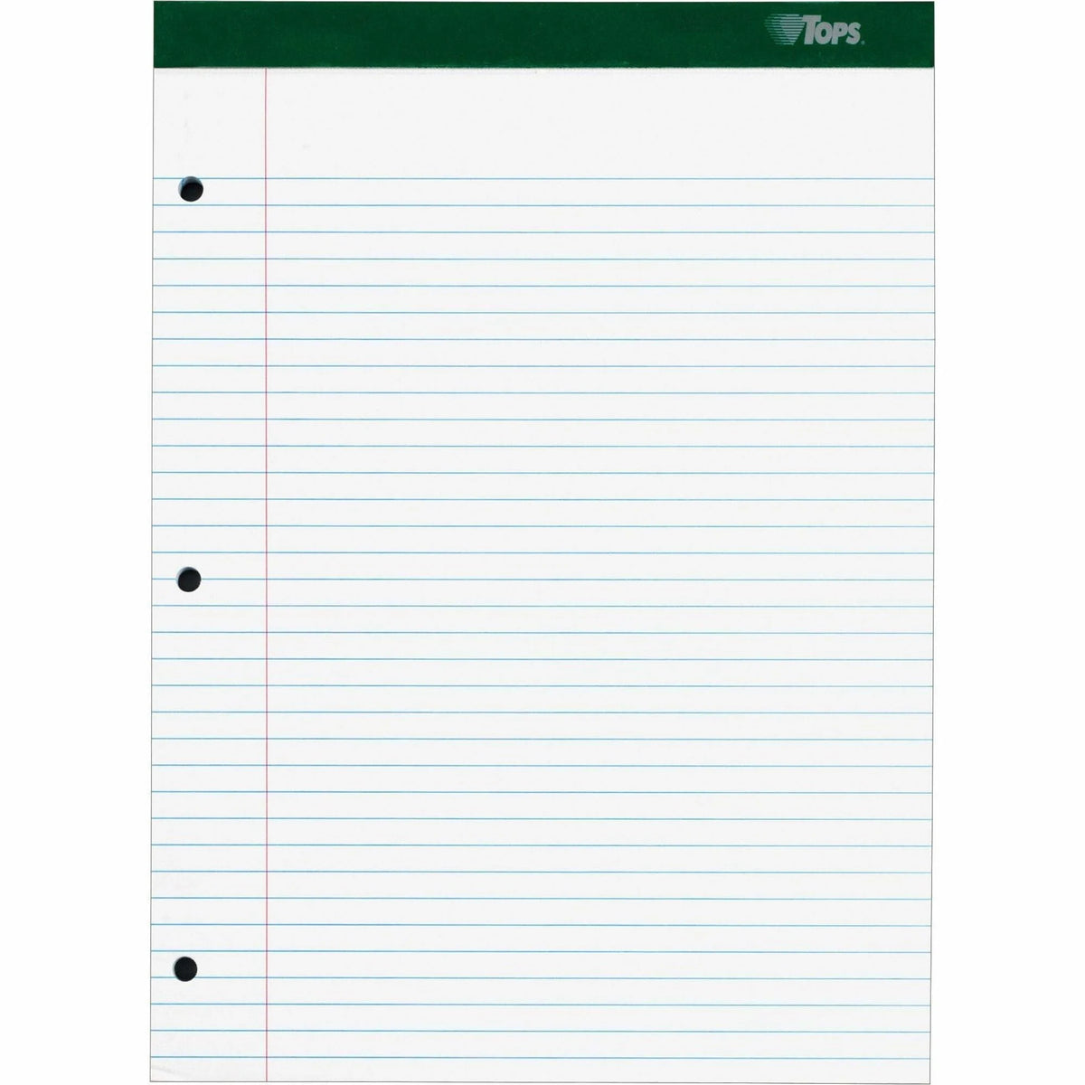 TOPS Double Docket Legal Pad - 100 Sheets - Rigid Back Green Binding - Letter & Jr. Pads