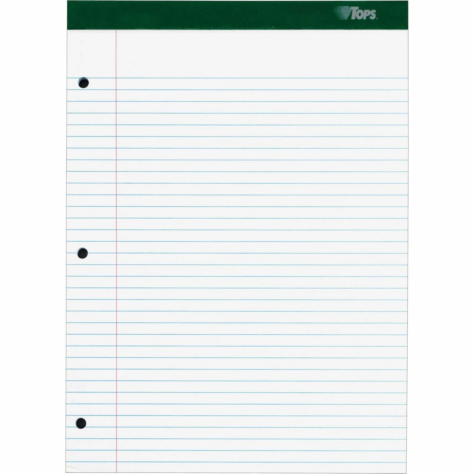 TOPS Double Docket Legal Pad - 100 Sheets - Rigid Back Green Binding - Letter & Jr. Pads