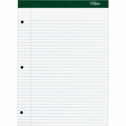 TOPS Double Docket Legal Pad - 100 Sheets - Rigid Back Green Binding - Letter & Jr. Pads
