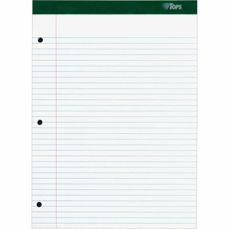 TOPS Double Docket Legal Pad - 100 Sheets - Rigid Back Green Binding - Letter & Jr. Pads