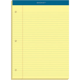 TOPS Double Docket Legal Pad: Rigid Back 100 Sheets Canary Paper - Letter & Jr. Pads