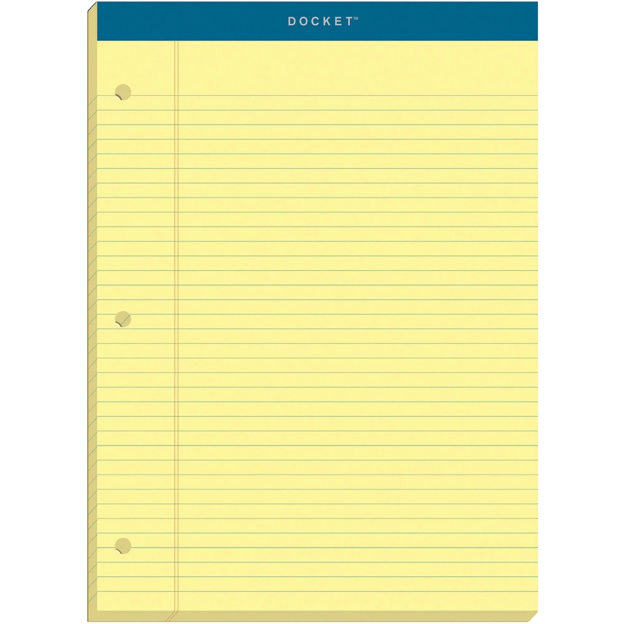 TOPS Double Docket Legal Pad: Rigid Back 100 Sheets Canary Paper - Letter & Jr. Pads