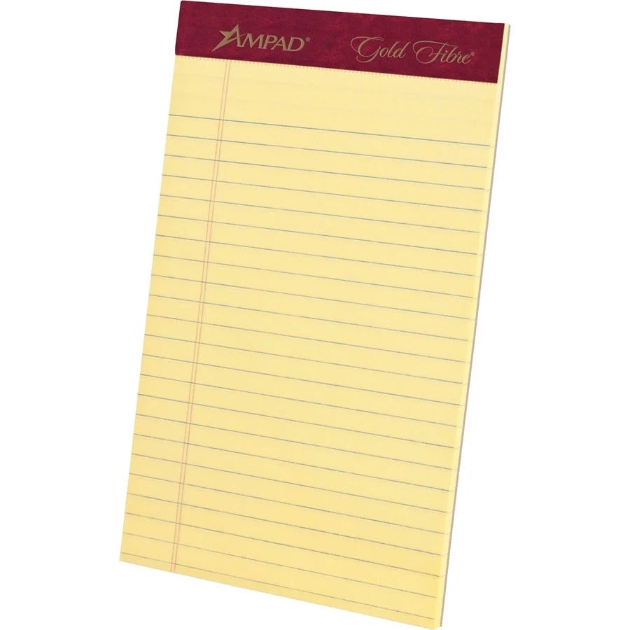 TOPS Gold Fibre Premium Jr. Legal Pads: Watermarked Canary Paper 5’’ x 8’’ - 4 Pack - Letter & Pads