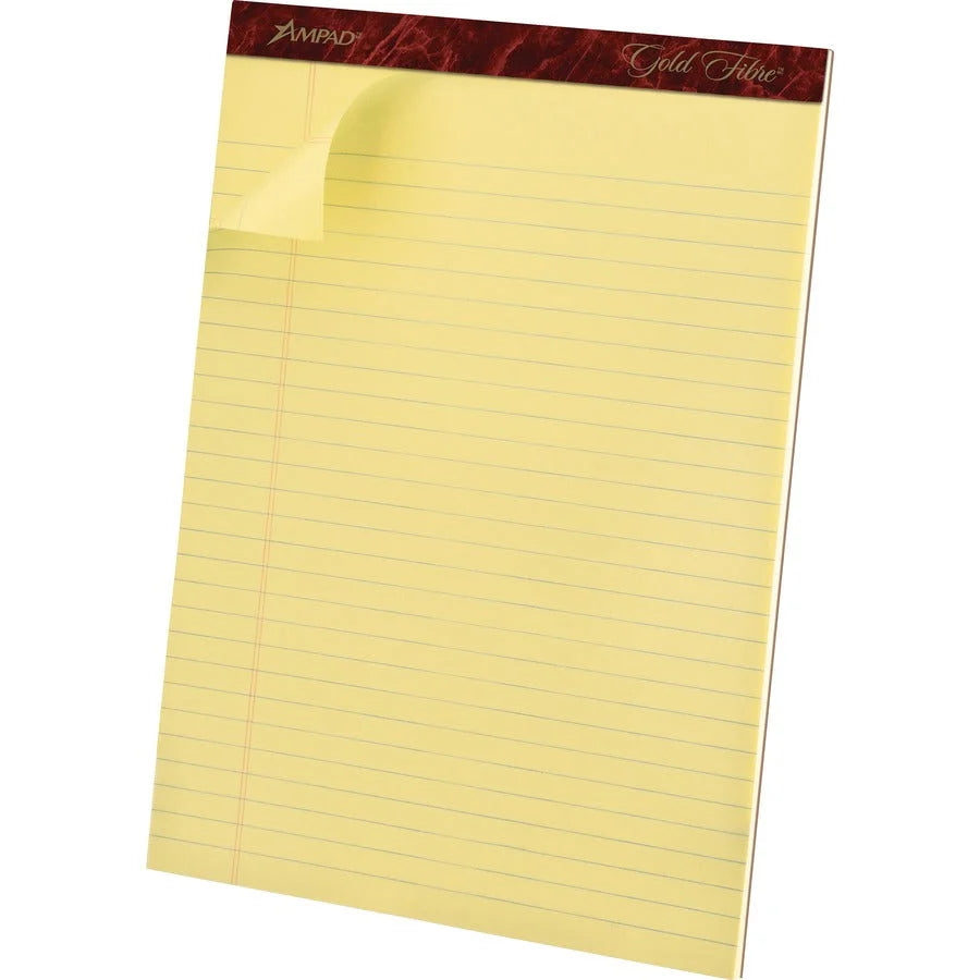 TOPS Gold Fibre Premium Rule Writing Pads - Letter Size - 50 Sheets - Yellow Paper - 4 Pack - Legal & Jr.