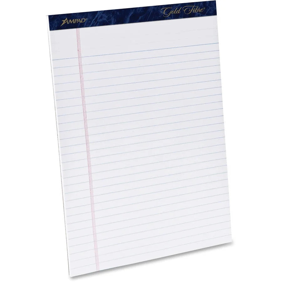 TOPS Gold Fibre Ruled Writing Pads - Letter Size - Watermark - 50 Sheets - Legal & Jr.