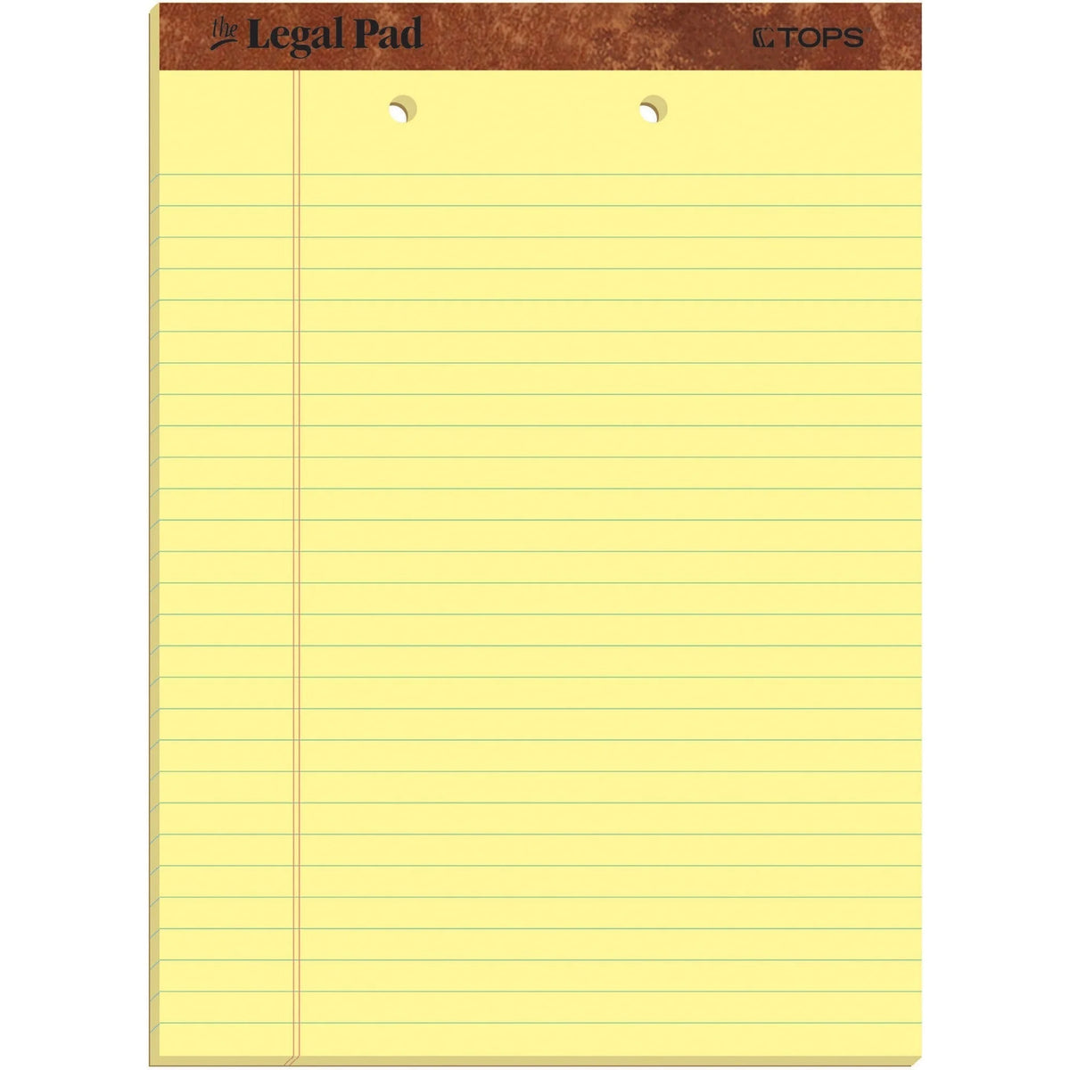 TOPS Legal Pad: 2-Hole Punched Double Stitched Canary Paper - 50 Sheets - Letter & Jr. Pads