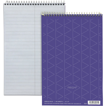 TOPS Prism Steno Books: 80 Sheets Gregg Ruled Orchid Paper - 6’’ x 9’’ - Wire Bound - Notebooks