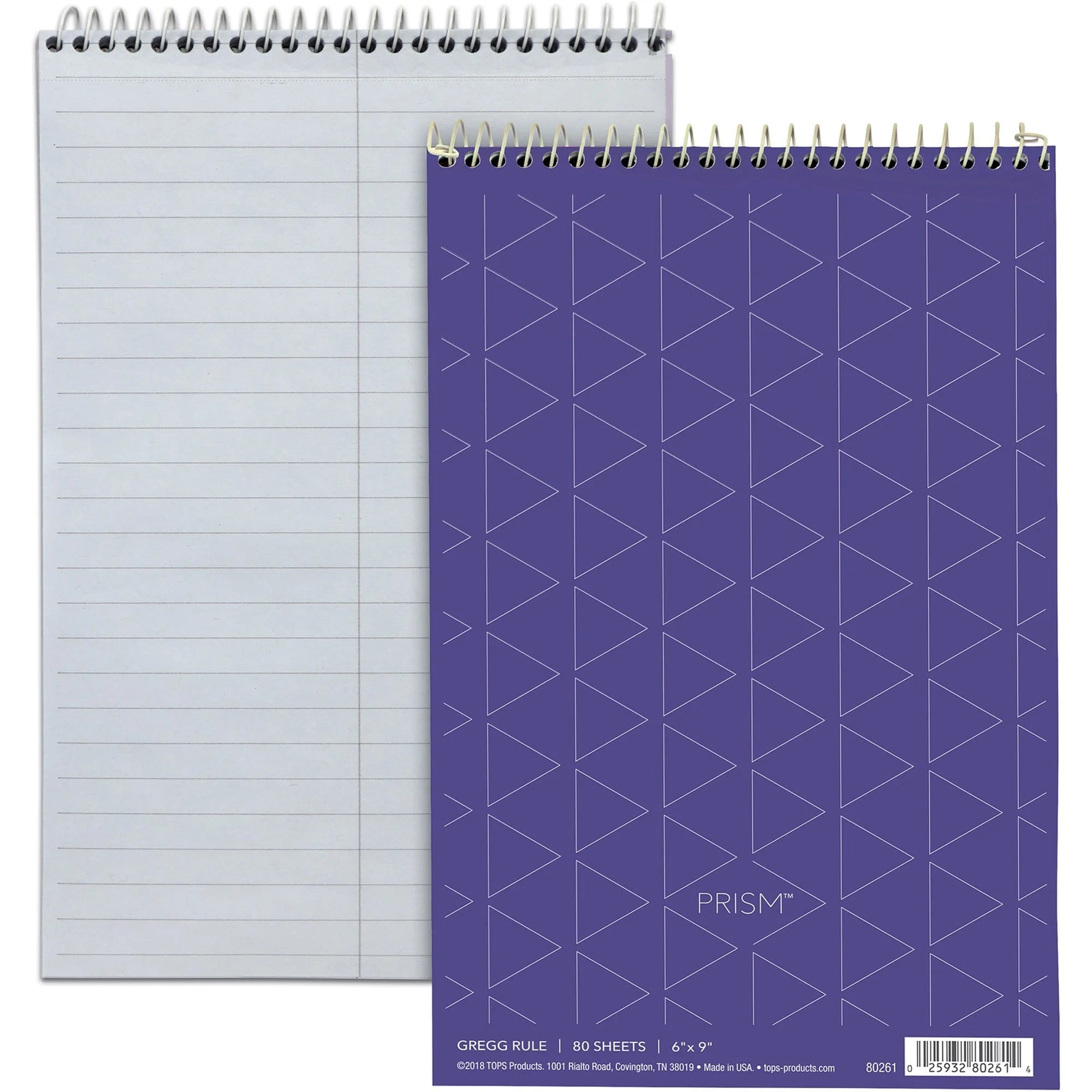 TOPS Prism Steno Books: 80 Sheets Gregg Ruled Orchid Paper - 6’’ x 9’’ - Wire Bound - Notebooks