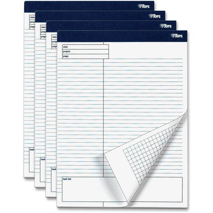 TOPS Project Planning Pads: 8 1/2’’ x 11 3/4’’ White Chipboard Sheets - Letter Legal & Jr. Pads