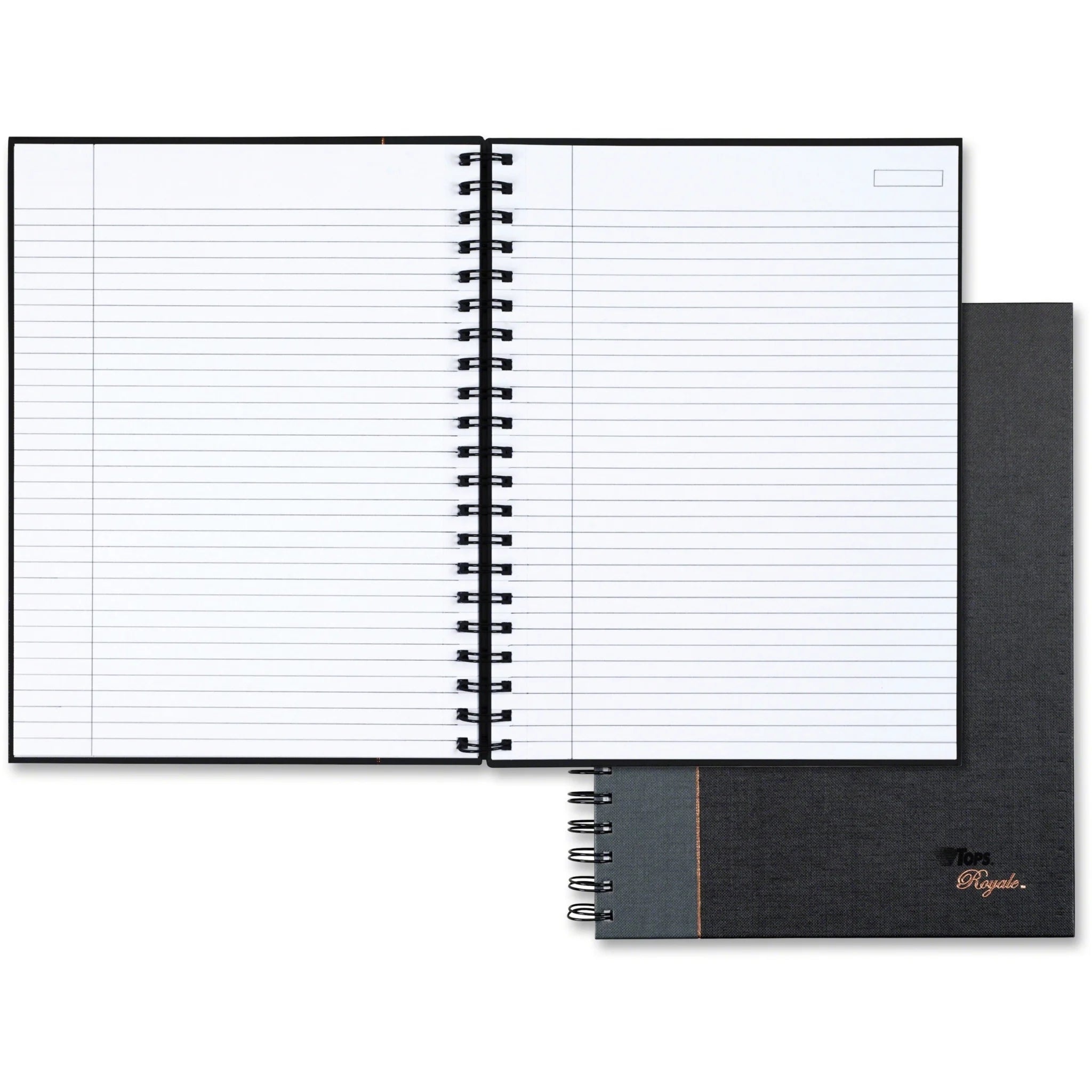 TOPS Royale Executive Notebook - 96 Sheets - 8’’ x 10 1/2’’ - Black Geltex Gray Cover - Notebooks