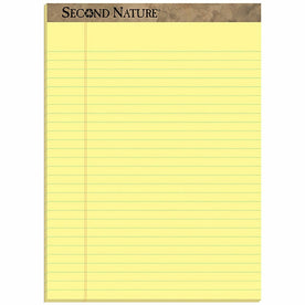 TOPS Second Nature Canary Writing Pads - 50 Sheets 0.34’’ Ruled - Recycled - Letter Legal & Jr.