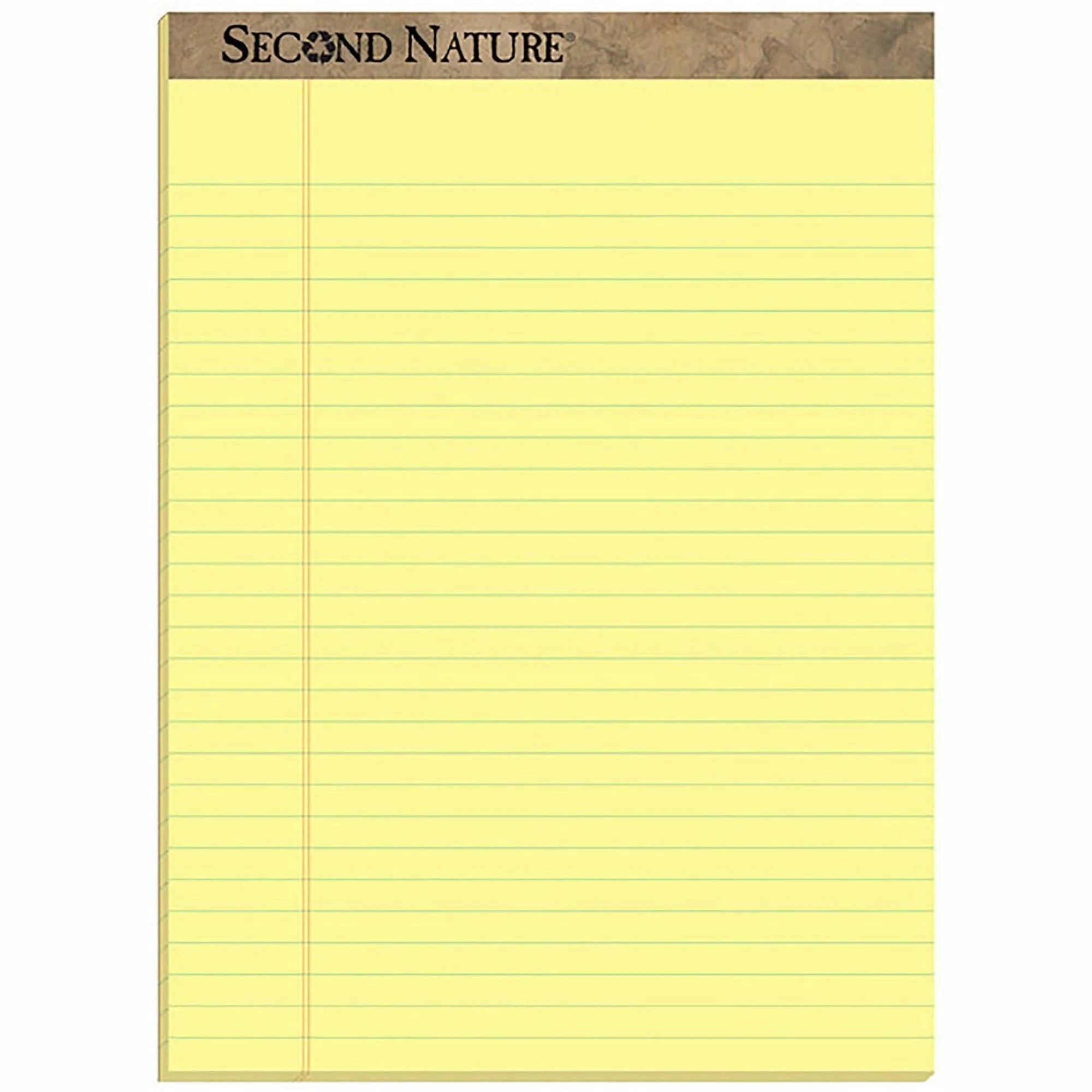 TOPS Second Nature Canary Writing Pads - 50 Sheets 0.34’’ Ruled - Recycled - Letter Legal & Jr.