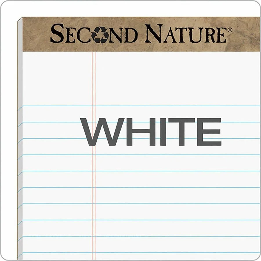 TOPS Second Nature Legal Rule Recycled Writing Pad - 50 Sheets - White Paper - Letter & Jr. Pads