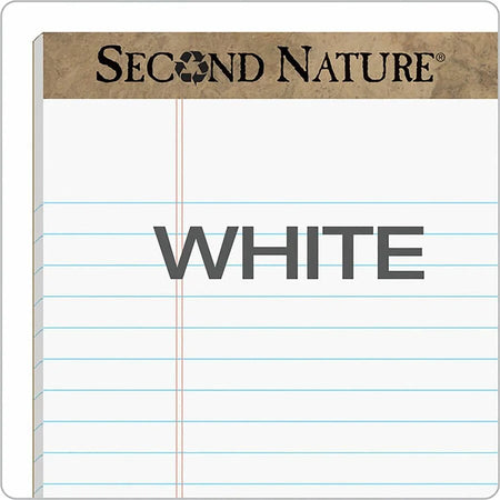 TOPS Second Nature Legal Rule Recycled Writing Pad - 50 Sheets - White Paper - Letter & Jr. Pads