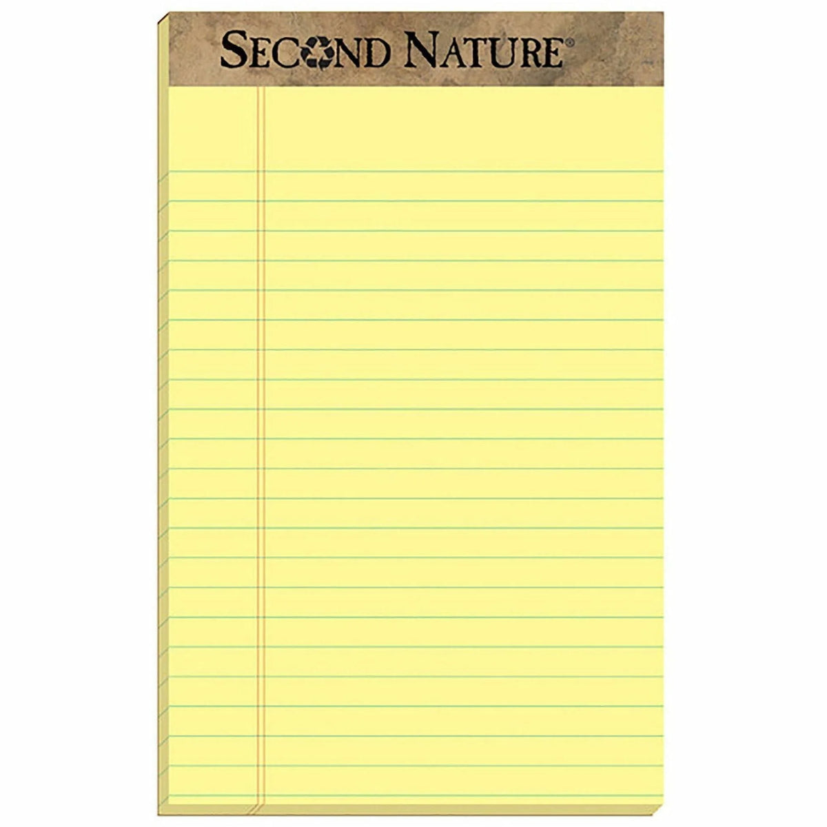 TOPS Second Nature Recycled Jr Legal Writing Pad - Eco-Friendly 5’’ x 8’’ Canary Paper - 1 Dozen - Letter & Jr. Pads
