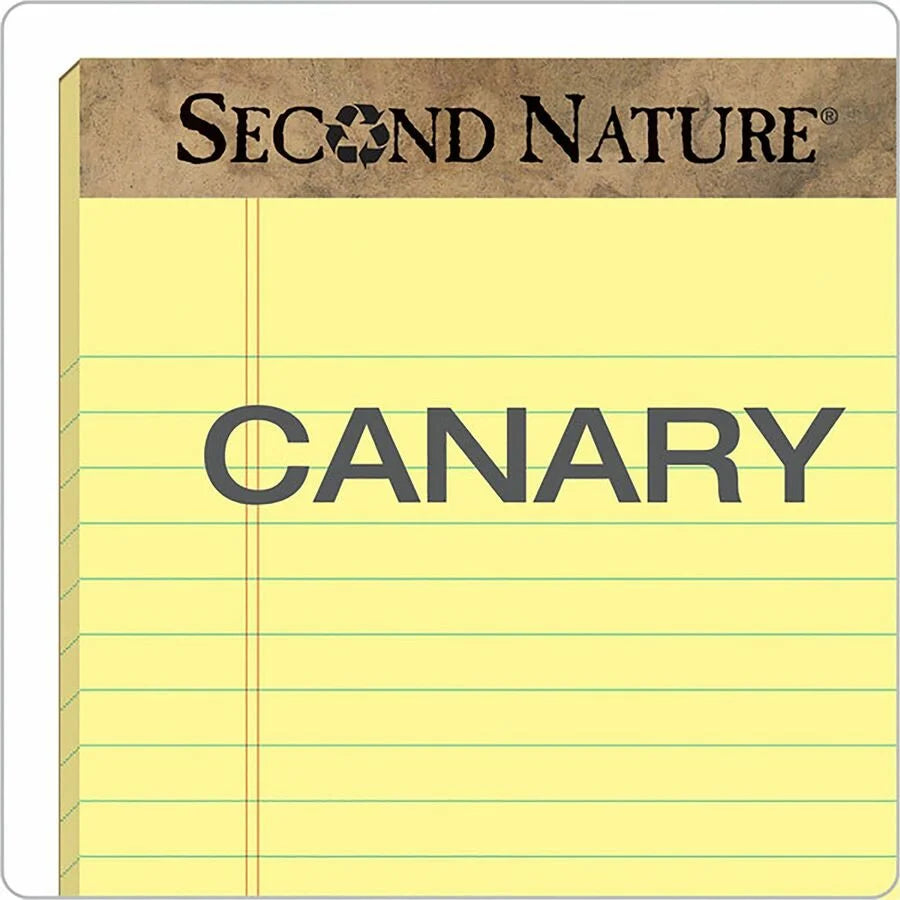 TOPS Second Nature Recycled Jr Legal Writing Pad - Eco-Friendly 5’’ x 8’’ Canary Paper - 1 Dozen - Letter & Jr. Pads