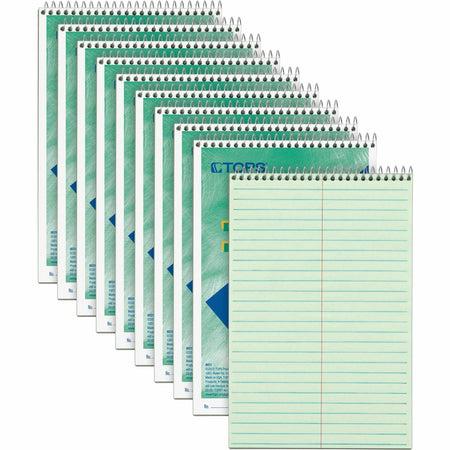 TOPS Steno Books: 80 Sheets Wire Bound Gregg Ruled Margin - 6’’ x 9’’ - Green Tint Paper - Notebooks
