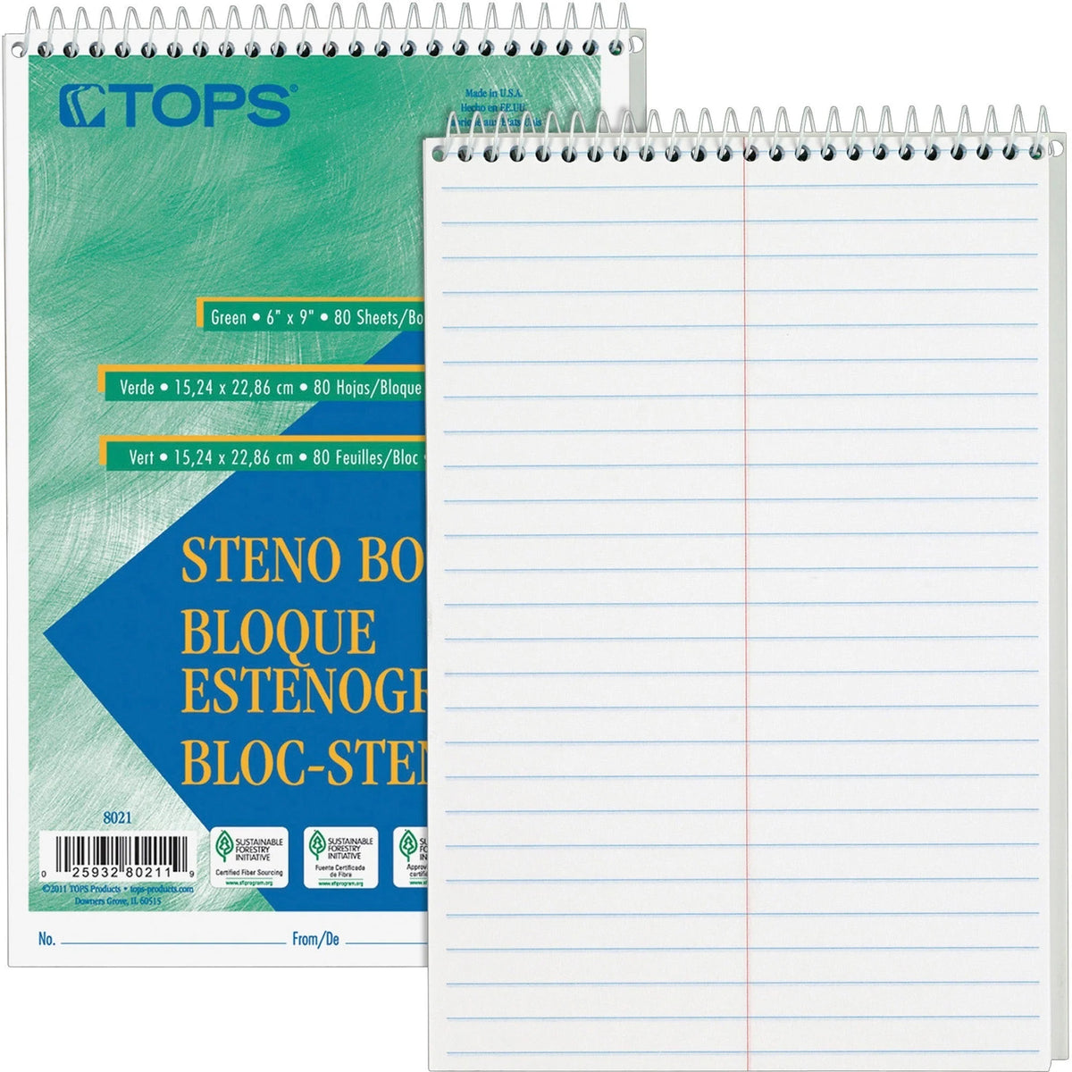 TOPS Steno Books: 80 Sheets Wire Bound Gregg Ruled Margin - Notebooks