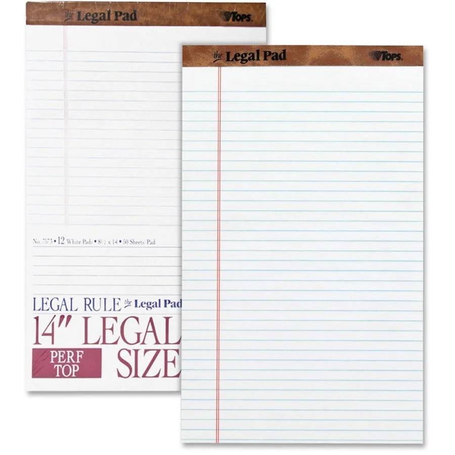 TOPS The Legal Pad Writing - 50 Sheets - Double Stitched - Size - Letter & Jr. Pads