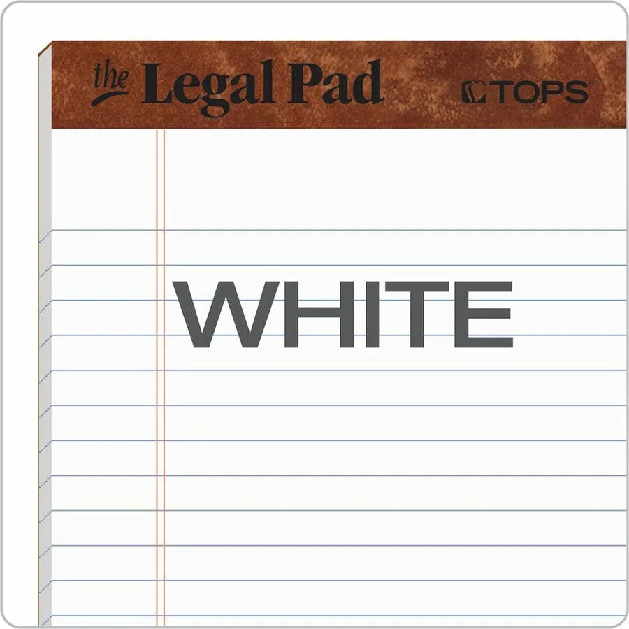 TOPS The Legal Pad Writing - Jr. Size - 50 Sheets - Double Stitched - White Paper - Letter & Pads