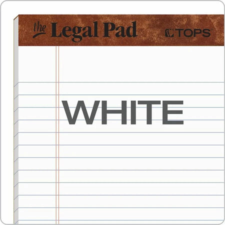 TOPS The Legal Pad Writing - Jr. Size - 50 Sheets - Double Stitched - White Paper - Letter & Pads