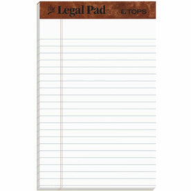 TOPS The Legal Pad Writing - Jr. Size - 50 Sheets - Double Stitched - White Paper - Letter & Pads