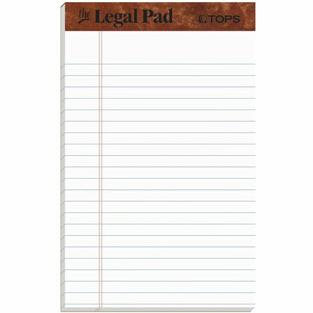TOPS The Legal Pad Writing - Jr. Size - 50 Sheets - Double Stitched - White Paper - Letter & Pads