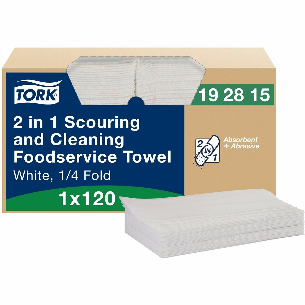 TORK 2 in 1 Scouring and Cleaning Foodservice Towel White, Absorbent, 1 x 120 Sheets - 2000