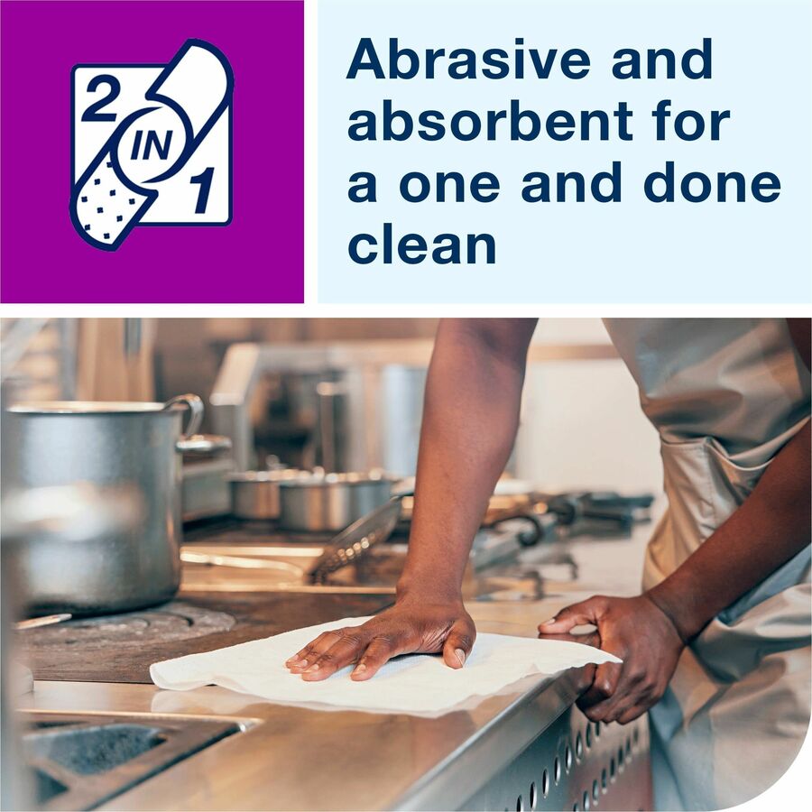 TORK 2 in 1 Scouring and Cleaning Foodservice Towel White, Absorbent, 1 x 120 Sheets - Alternate-Image5