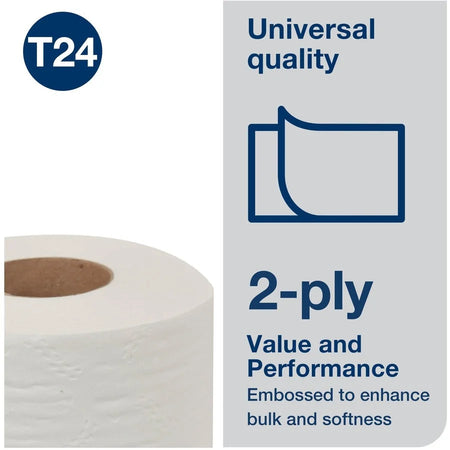 TORK Tork 2-Ply Toilet Paper Roll - 500 Sheets - White Fiber - 96/Carton - Bathroom Tissue
