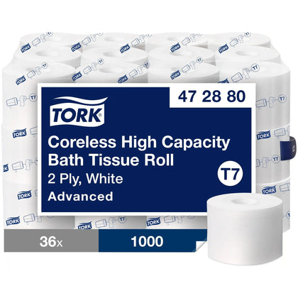 TORK Advanced Coreless Bath Tissue: 2-Ply 1000 Sheets White - 36/Carton - Bathroom Tissue