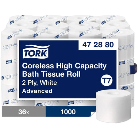 TORK Advanced Coreless Bath Tissue: 2-Ply 1000 Sheets White - 36/Carton - Bathroom Tissue