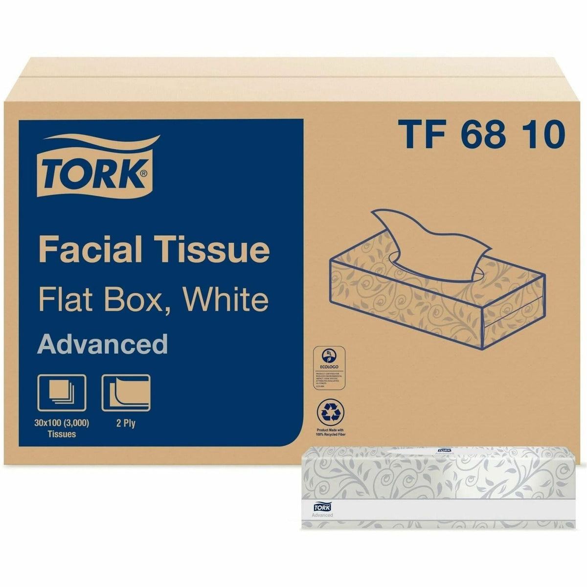 TORK Advanced Facial Tissue Flat Box White - 2000