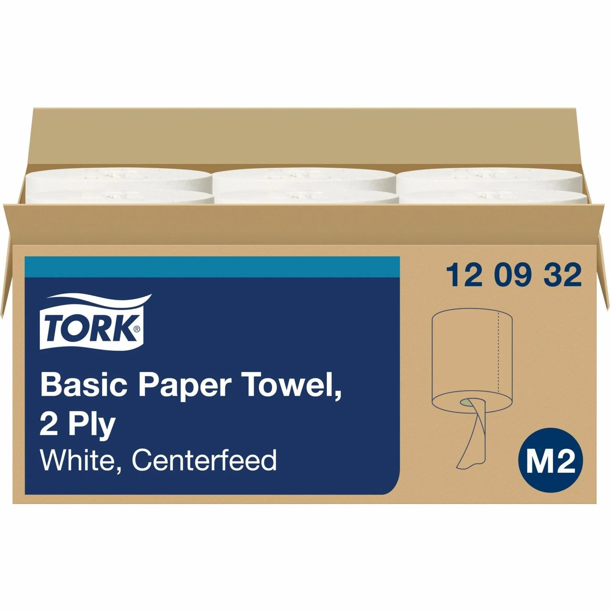 TORK Centerfeed Paper Towel: White M2 2-Ply 600 Sheets/Roll - Towels