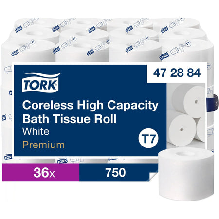 TORK Coreless High-Capacity Toilet Paper: 2-Ply 750 Sheets White - Bathroom Tissue