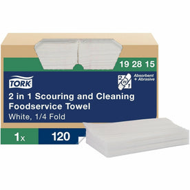 Tork Foodservice Towels: 2-in-1 Scouring/Cleaning - 1 Ply - 120/Carton - Sponges Cleaning Pads & Wipers