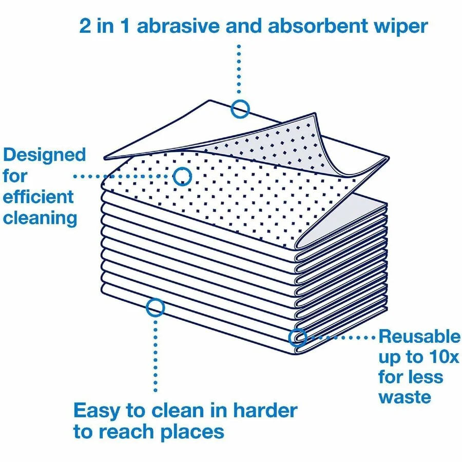 Tork Foodservice Towels: 2-in-1 Scouring/Cleaning - 1 Ply - 120/Carton - Sponges Cleaning Pads & Wipers