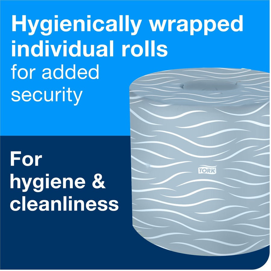 TORK Toilet Paper Roll White T24 - 2 Ply - 4’’ Width x 156.25 ft Length - 500 Sheets/Roll - 4.40’’ Diameter - Bathroom