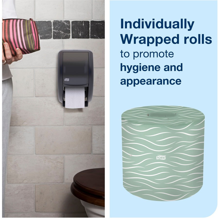 TORK Toilet Paper Roll White T24 - 2 Ply - 4’’ Width x 156.25 ft Length - 500 Sheets/Roll - 4.40’’ Diameter - Bathroom