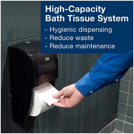 TORK Twin Toilet Paper Roll Dispenser Black T26 - 14.2’’ Height x 6.3’’ Width 6.5’’ Depth - Plastic - Bathroom Tissue