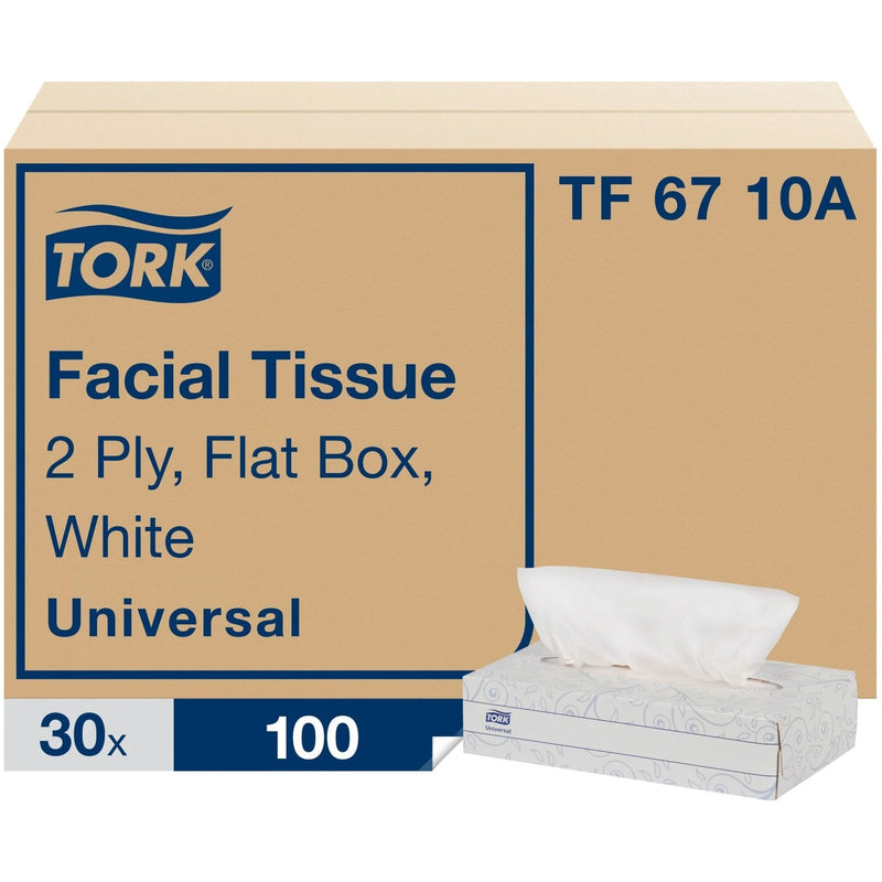 TORK Universal Facial Tissue: 2 Ply White Paper - 100/Box - 30/Carton - Tissues