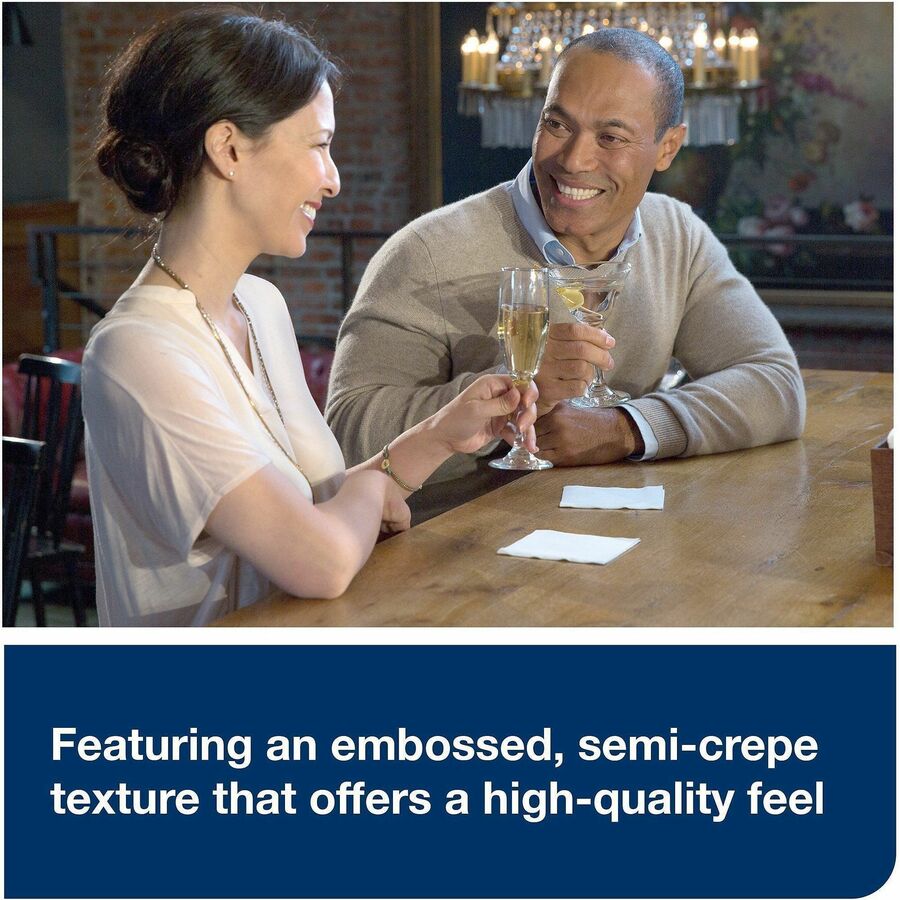 TORK White Beverage Napkin - 1 Ply - 9.38’’ Width x Length - Paper Fiber - 500/Pack - 8 / Carton - Napkins