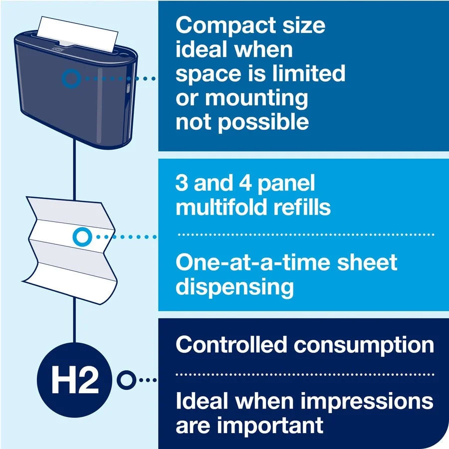 TORK Xpress Countertop Multifold Hand Towel Dispenser - Compact Lockable - Black - Paper Dispensers