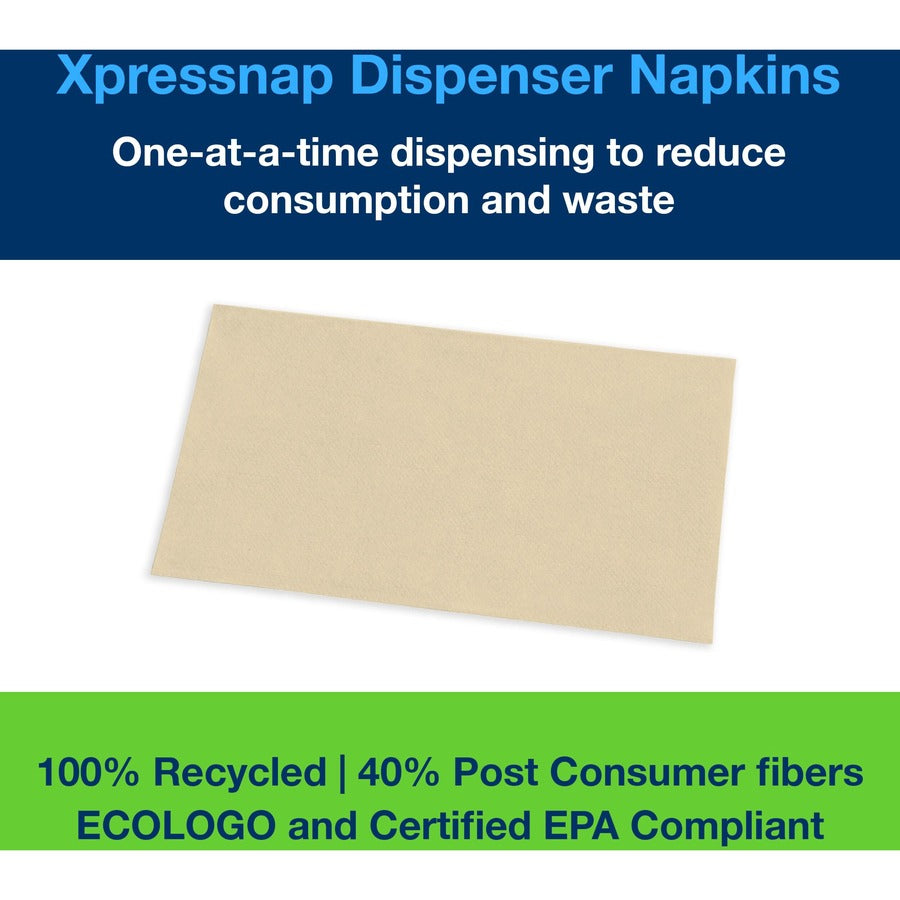 TORK Xpressnap Natural Dispenser Napkin N4 - 1 Ply - Interfolded - 8.50’’ Width x 13’’ Length - Paper - 500 / Pack - 12