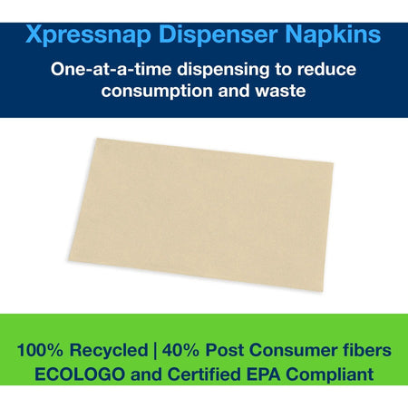 TORK Xpressnap Natural Dispenser Napkin N4 - 1 Ply - Interfolded - 8.50’’ Width x 13’’ Length - Paper - 500 / Pack - 12