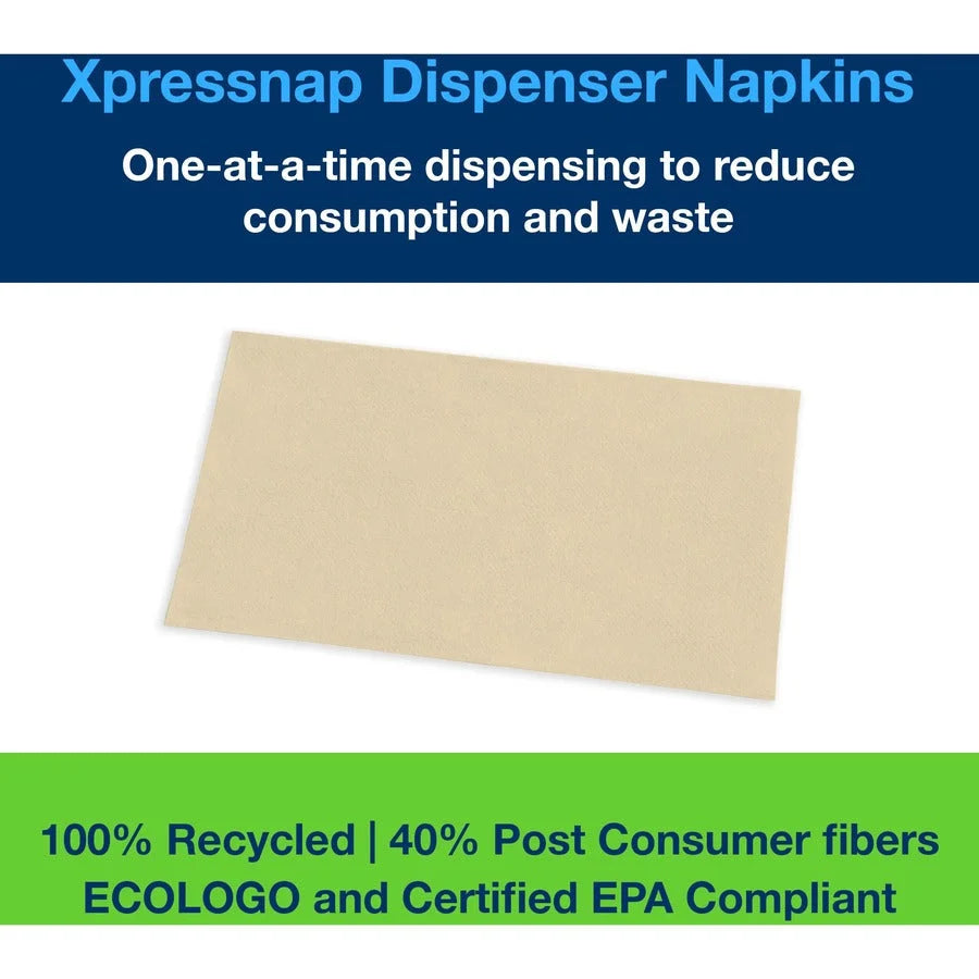 TORK Xpressnap Natural Dispenser Napkin N4 - 1 Ply - Interfolded - 8.50’’ Width x 13’’ Length - Paper - 500 / Pack - 12