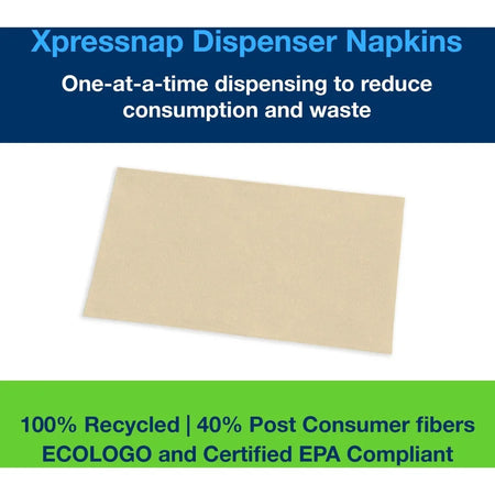 TORK Xpressnap Natural Dispenser Napkin N4 - 1 Ply - Interfolded - 8.50’’ Width x 13’’ Length - Paper - 500 / Pack - 12